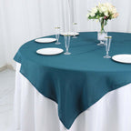 Polyester 54"x54" Table Overlay Square Tablecloth Peacock Teal - Wrinkle-Resistant & Durable Table Cover
