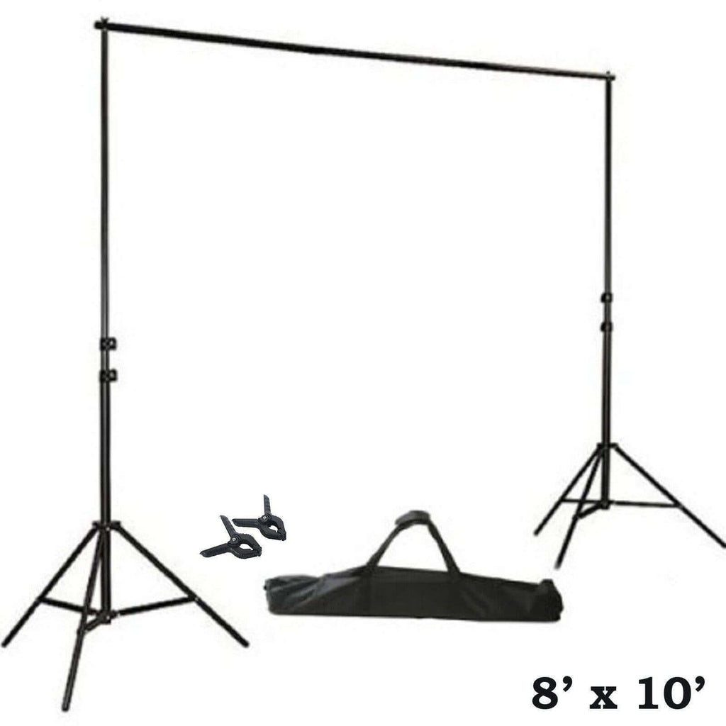 8ftX10ft Metal Adjustable Photography Backdrop Stand Kit and FREE Clips