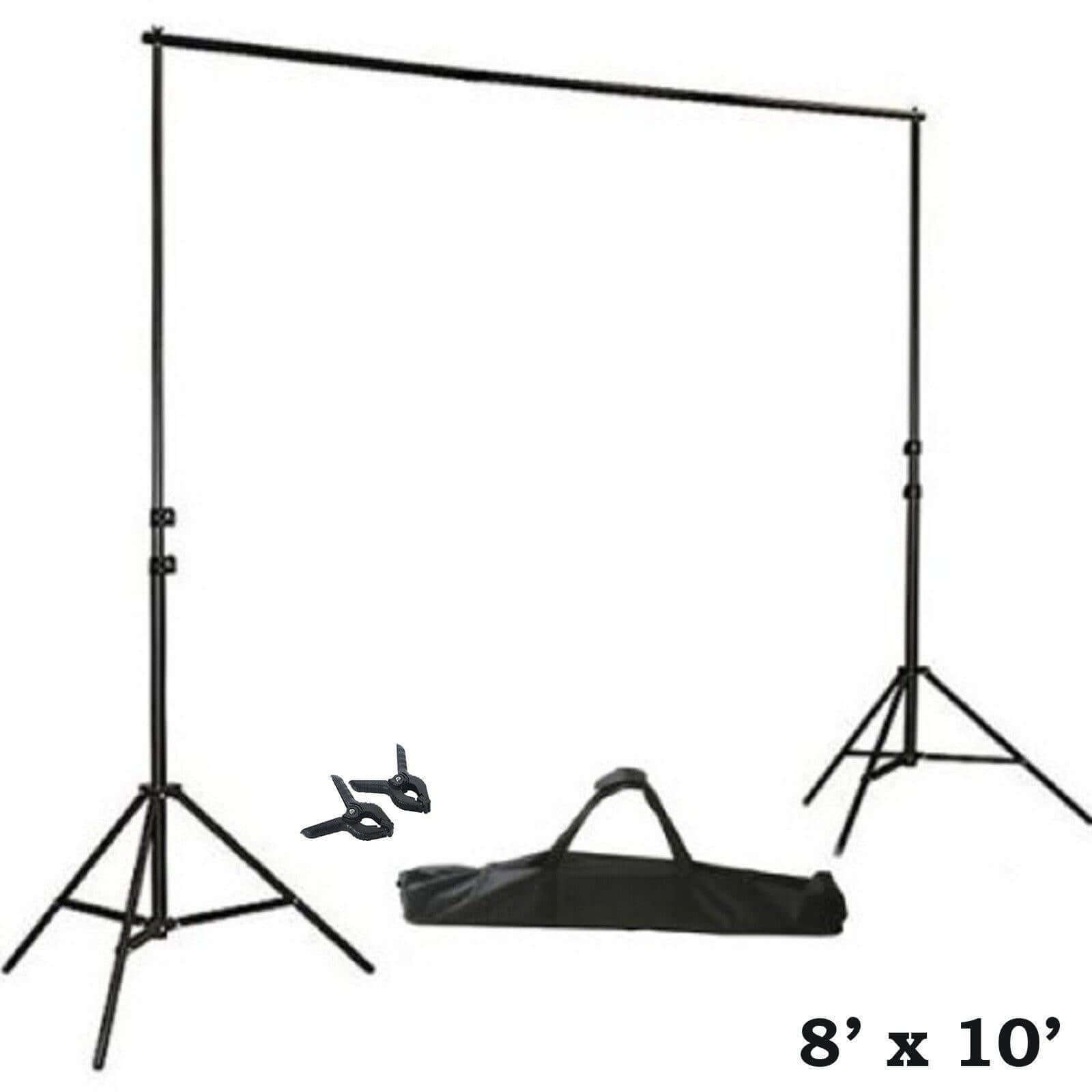8ftX10ft Metal Adjustable Photography Backdrop Stand Kit and FREE Clips