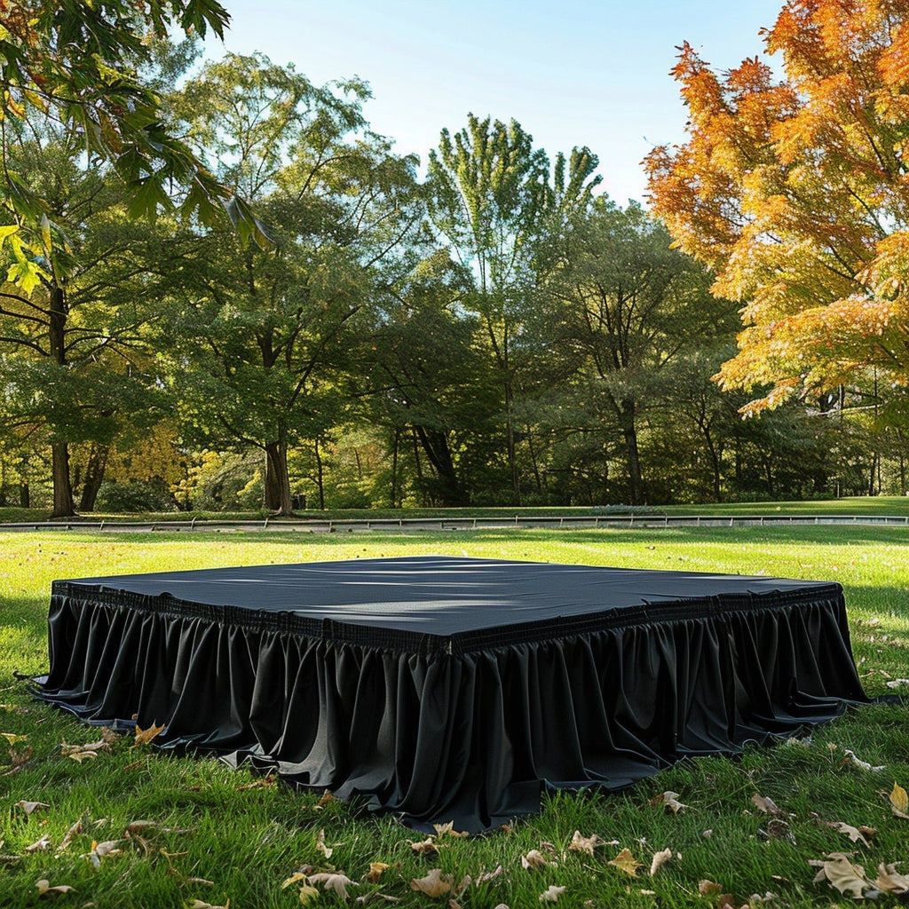 Portable Stage Skirt Black Polyester Platform Skirting Cloth for Events, Performances & Wedding Staging - 24"x20ft - Bell Racket Store