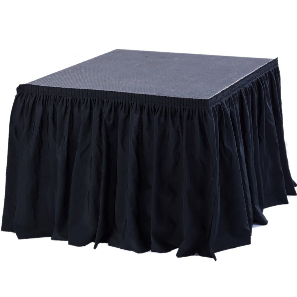 Portable Stage Skirt Black Polyester Platform Skirting Cloth for Events, Performances & Wedding Staging - 24"x20ft - Bell Racket Store
