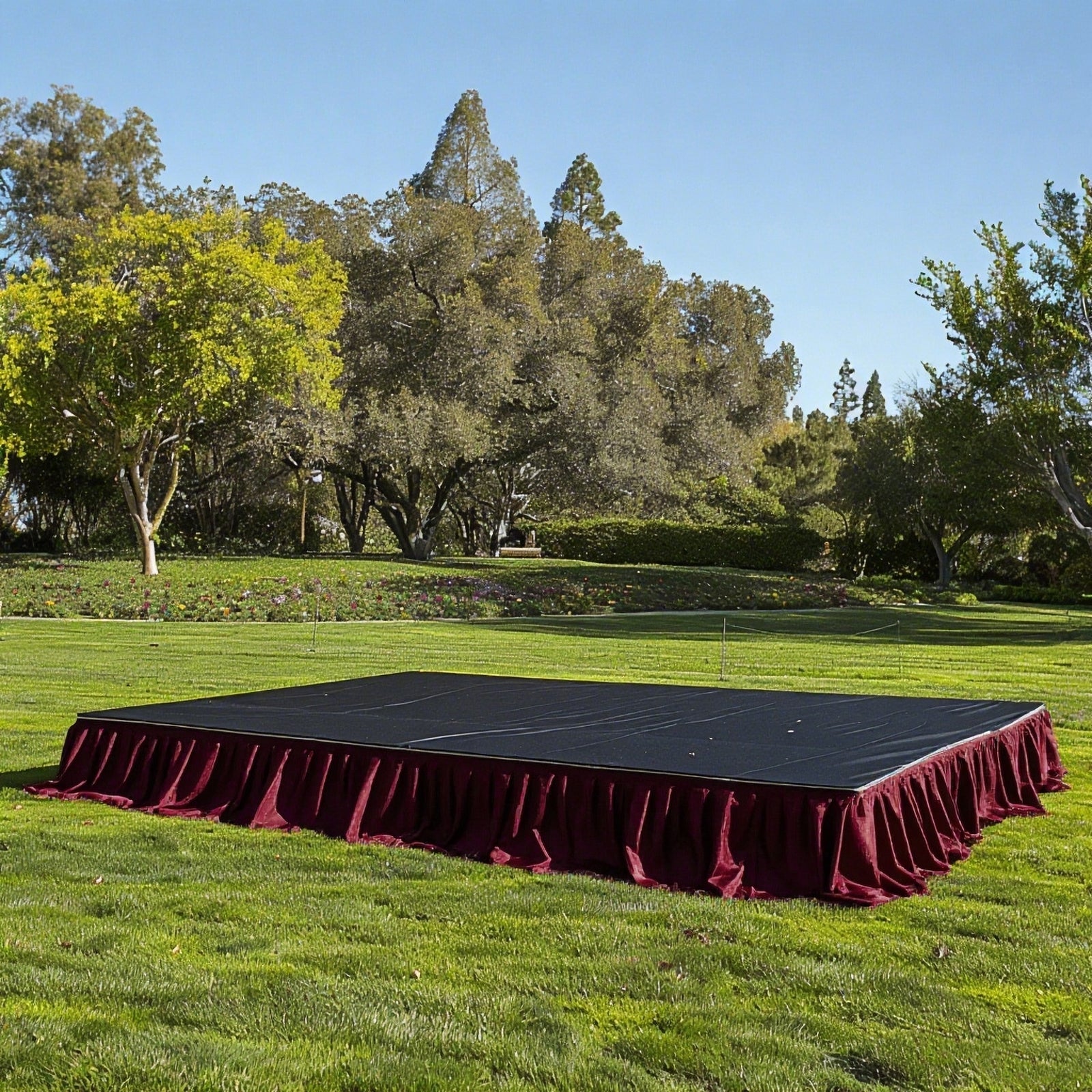 Portable Stage Skirt Burgundy Polyester Platform Skirting Cloth for Events, Performances & Wedding Staging - 16"x10ft - Bell Racket Store