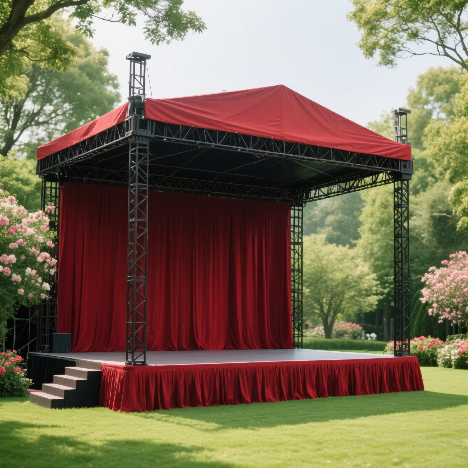 Portable Stage Skirt Burgundy Polyester Platform Skirting Cloth for Events, Performances & Wedding Staging - 16"x10ft - Bell Racket Store