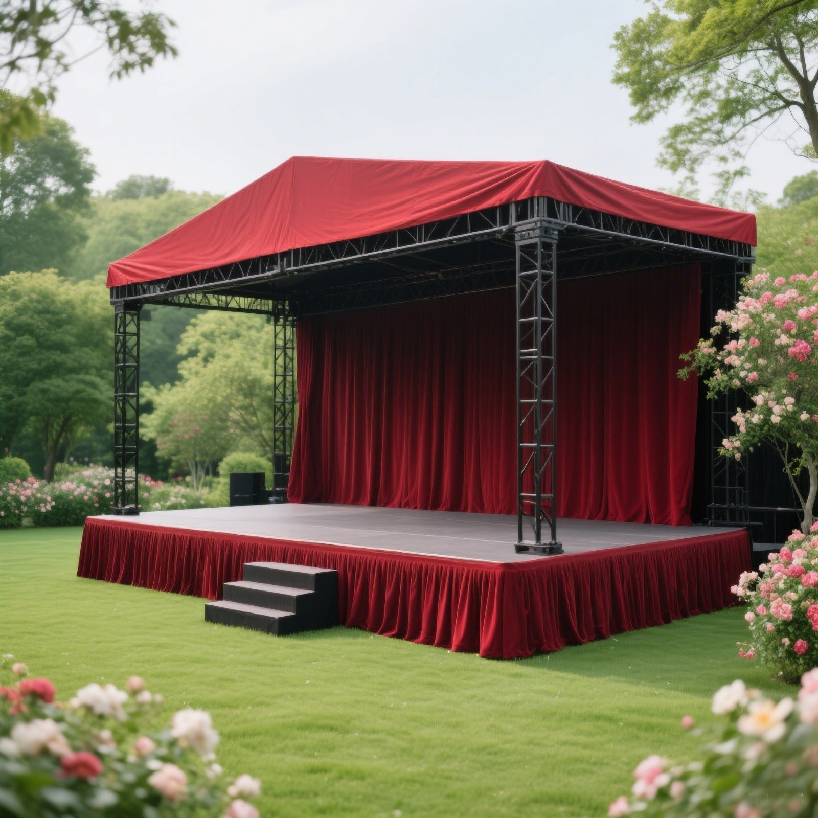 Portable Stage Skirt Burgundy Polyester Platform Skirting Cloth for Events, Performances & Wedding Staging - 24"x20ft - Bell Racket Store