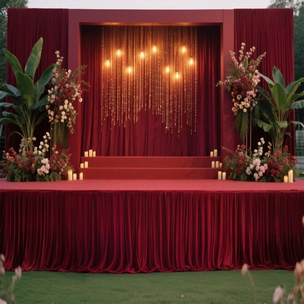 Portable Stage Skirt Burgundy Polyester Platform Skirting Cloth for Events, Performances & Wedding Staging - 48"x20ft - Bell Racket Store