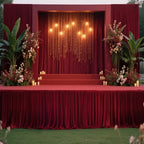 Portable Stage Skirt Burgundy Polyester Platform Skirting Cloth for Events, Performances & Wedding Staging - 48"x20ft - Bell Racket Store
