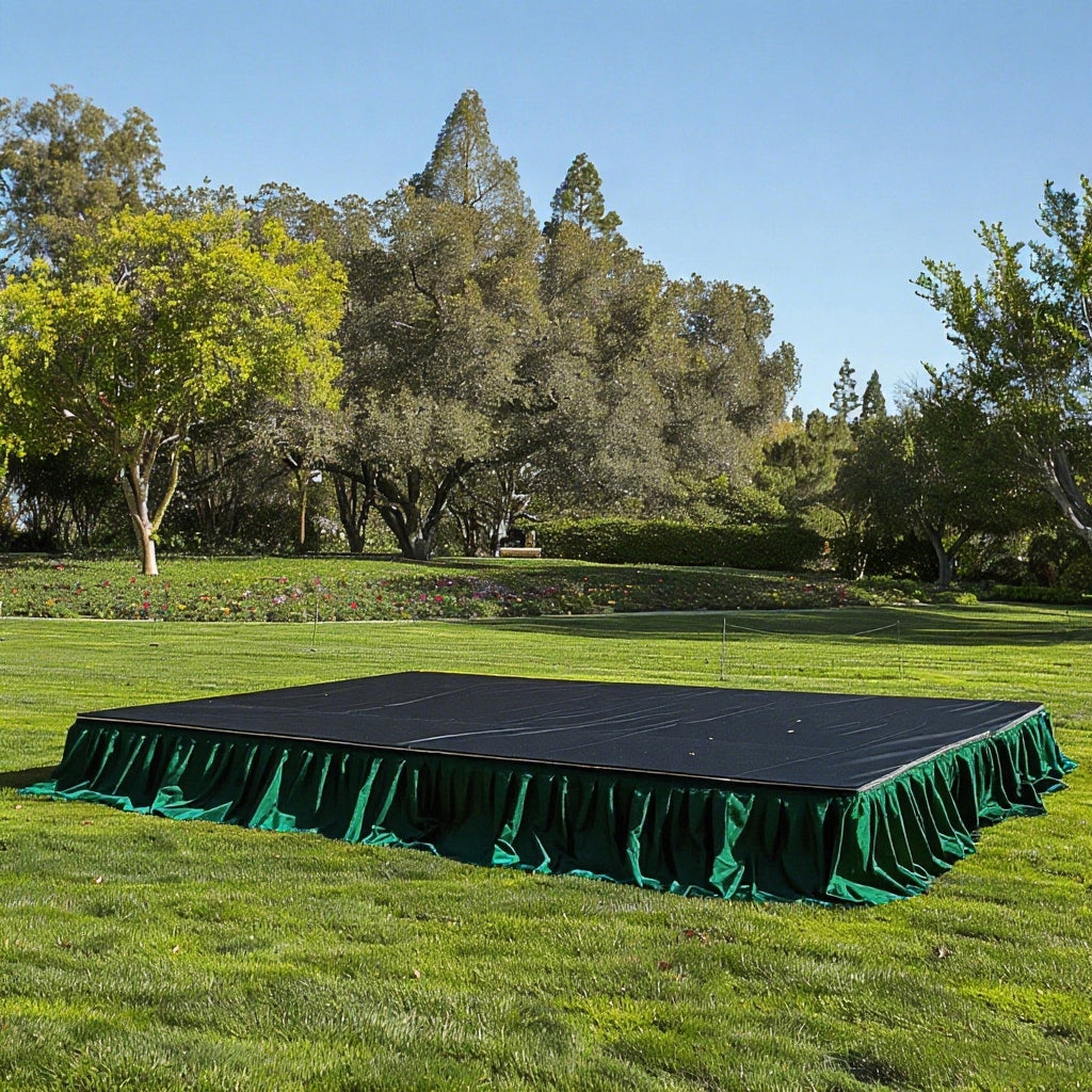 Portable Stage Skirt Hunter Emerald Green Polyester Platform Skirting Cloth for Events, Performances & Wedding Staging - 16"x10ft - Bell Racket Store
