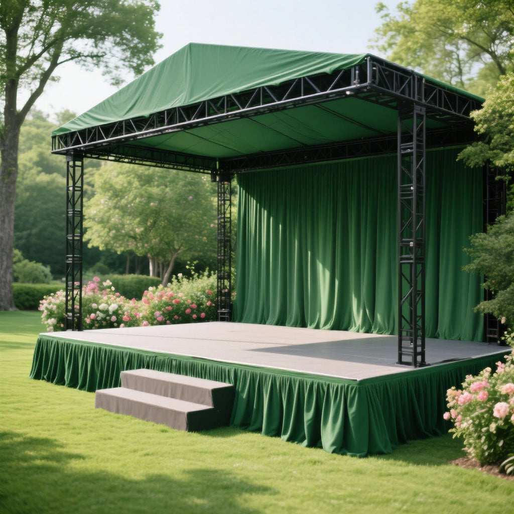 Portable Stage Skirt Hunter Emerald Green Polyester Platform Skirting Cloth for Events, Performances & Wedding Staging - 16"x10ft - Bell Racket Store