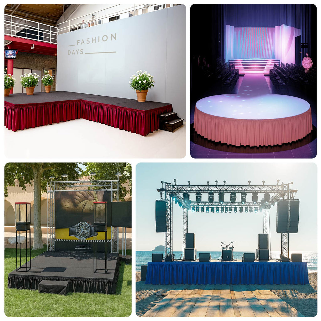 Portable Stage Skirt Hunter Emerald Green Polyester Platform Skirting Cloth for Events, Performances & Wedding Staging - 16"x10ft - Bell Racket Store