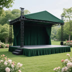 Portable Stage Skirt Hunter Emerald Green Polyester Platform Skirting Cloth for Events, Performances & Wedding Staging - 24"x20ft - Bell Racket Store