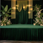 Portable Stage Skirt Hunter Emerald Green Polyester Platform Skirting Cloth for Events, Performances & Wedding Staging - 48"x20ft - Bell Racket Store