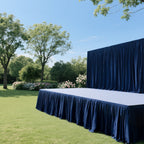 Portable Stage Skirt Navy Blue Polyester Platform Skirting Cloth for Events, Performances & Wedding Staging - 36"x20ft - Bell Racket Store
