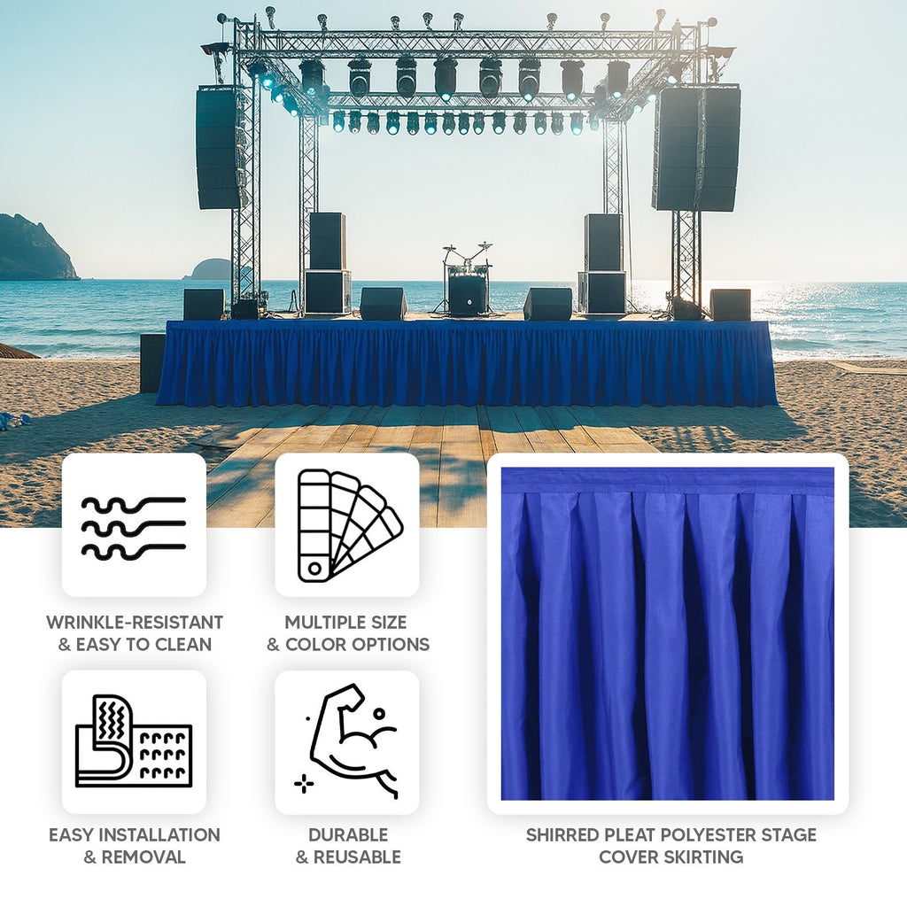 Portable Stage Skirt Royal Blue Polyester Platform Skirting Cloth for Events, Performances & Wedding Staging - 16"x10ft - Bell Racket Store