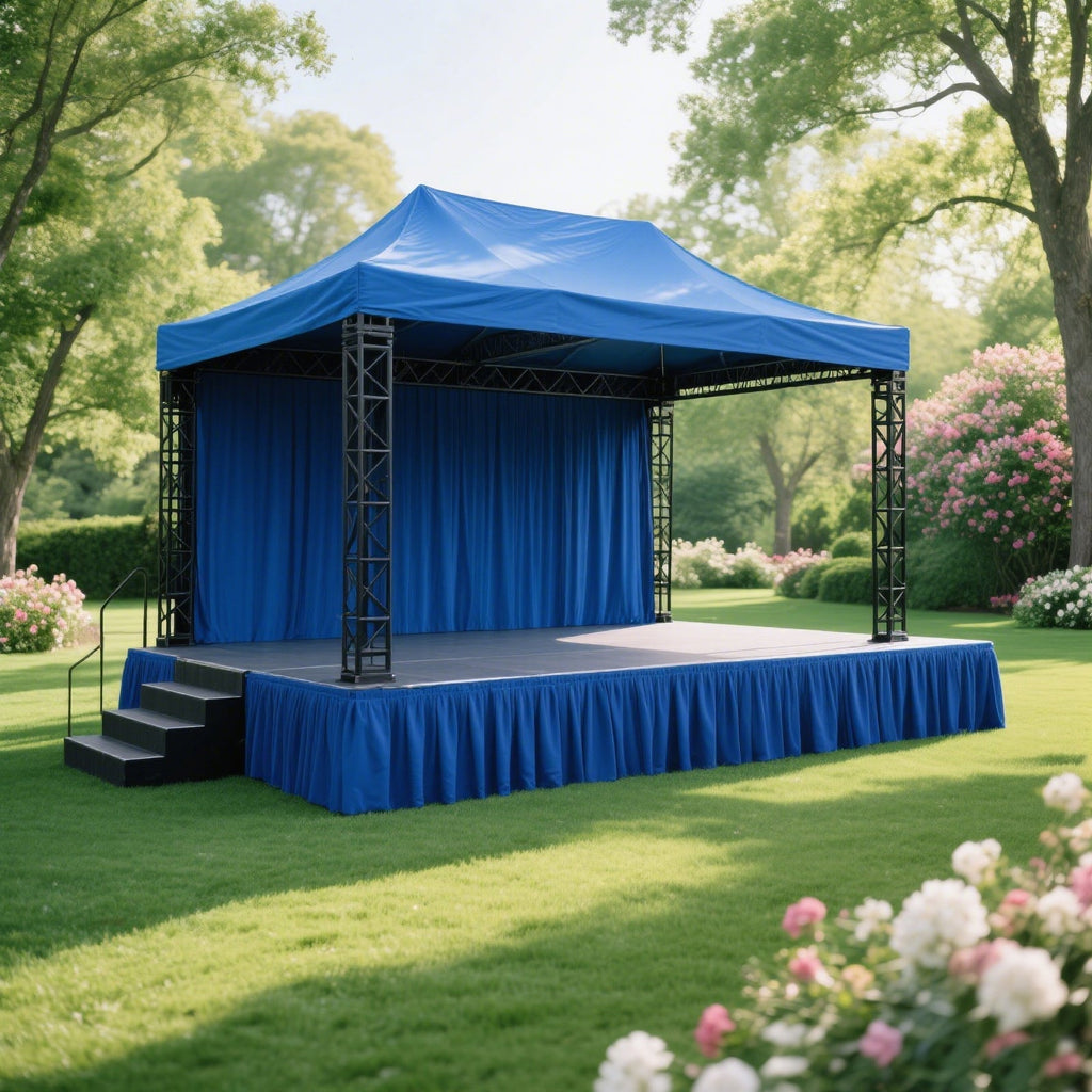 Portable Stage Skirt Royal Blue Polyester Platform Skirting Cloth for Events, Performances & Wedding Staging - 24"x20ft - Bell Racket Store
