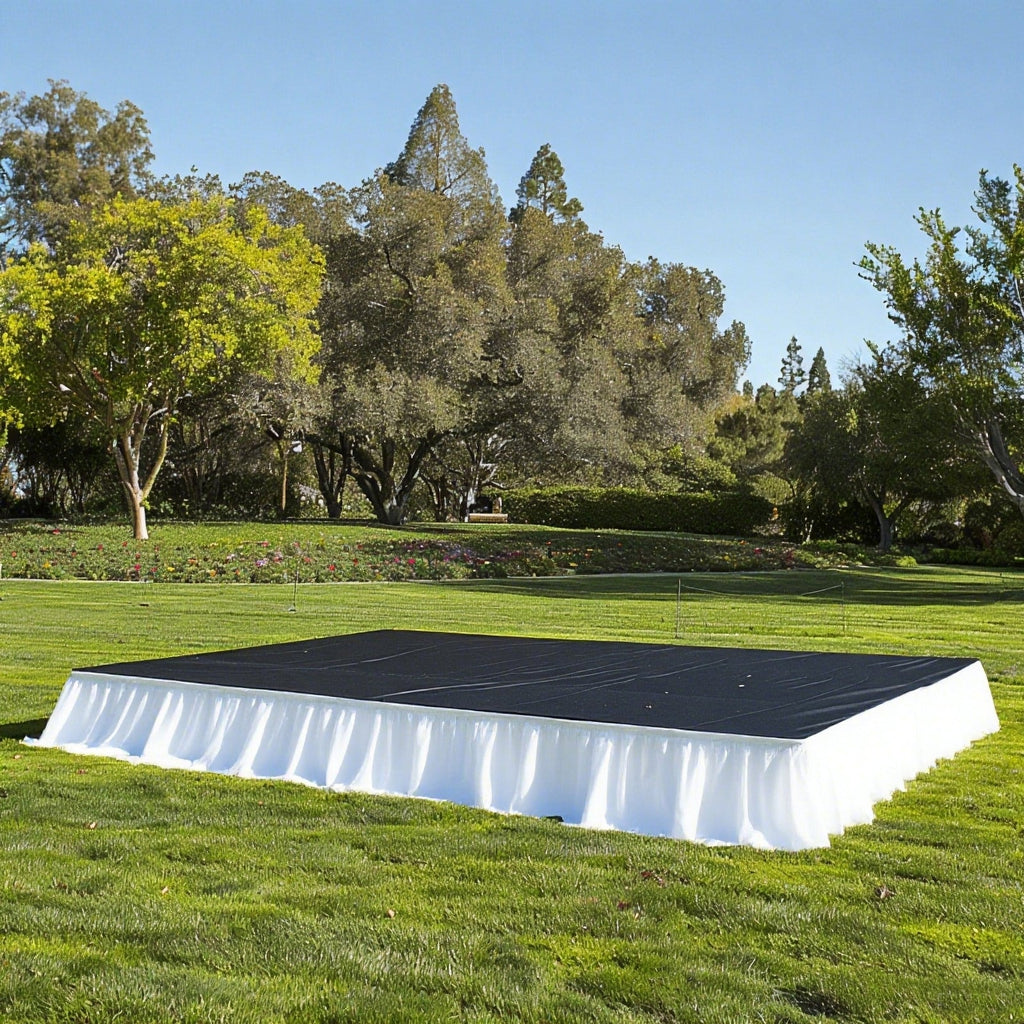 Portable Stage Skirt White Polyester Platform Skirting Cloth for Events, Performances & Wedding Staging - 16"x10ft - Bell Racket Store