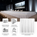 Portable Stage Skirt White Polyester Platform Skirting Cloth for Events, Performances & Wedding Staging - 24"x20ft - Bell Racket Store