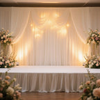 Portable Stage Skirt White Polyester Platform Skirting Cloth for Events, Performances & Wedding Staging - 36"x20ft - Bell Racket Store