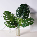 6 Stems Assorted Green Artificial Silk Tropical Monstera Leaf Plants