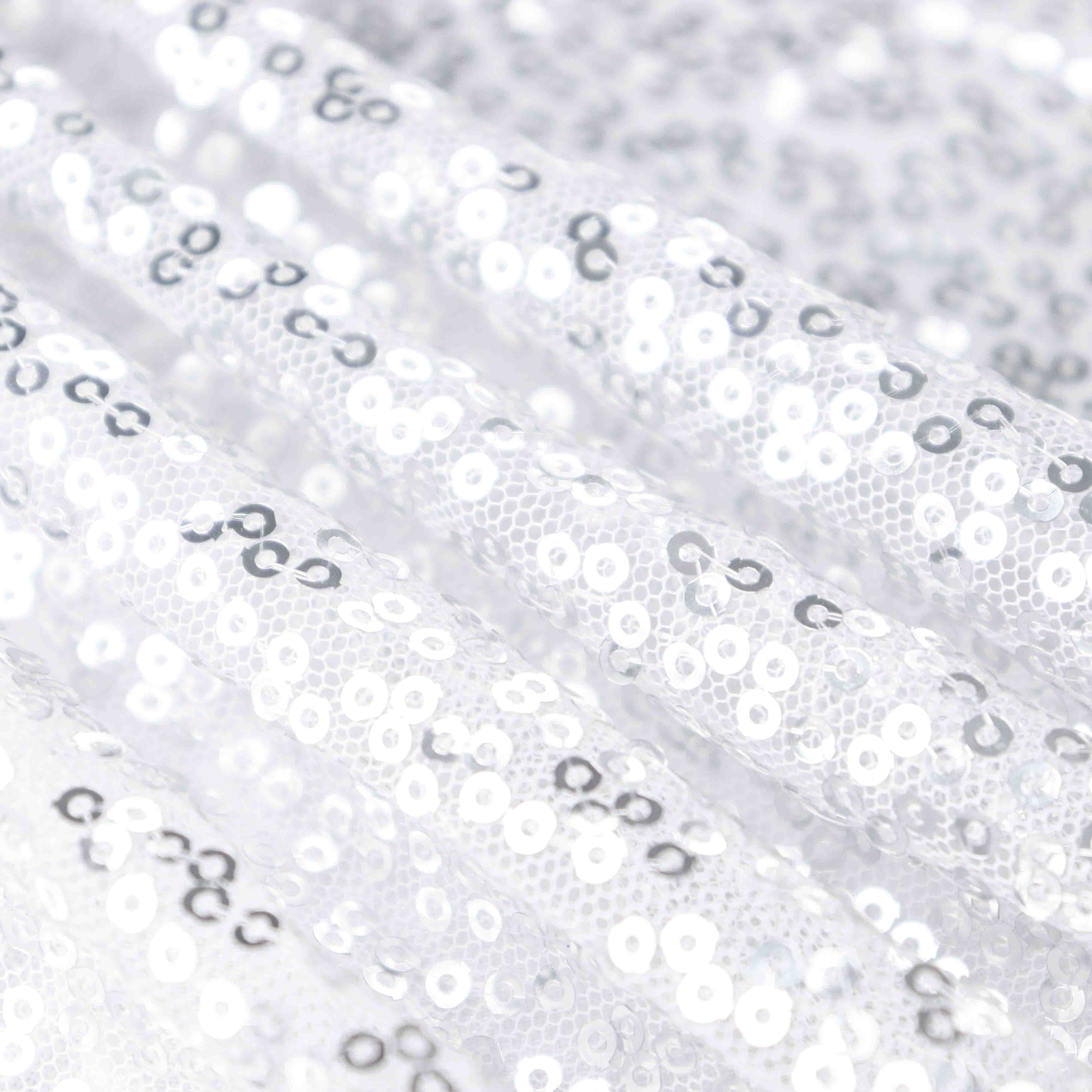 Sequin 17ft Table Skirt Silver - Pleated Satin With Top Velcro Strip