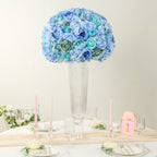 Pre - Arranged Silk Rose Wedding Centerpiece, Blue Artificial Rose Flower Balls Arrangement Table Decor - 20" - Bell Racket Store