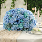Pre - Arranged Silk Rose Wedding Centerpiece, Blue Artificial Rose Flower Balls Arrangement Table Decor - 20" - Bell Racket Store