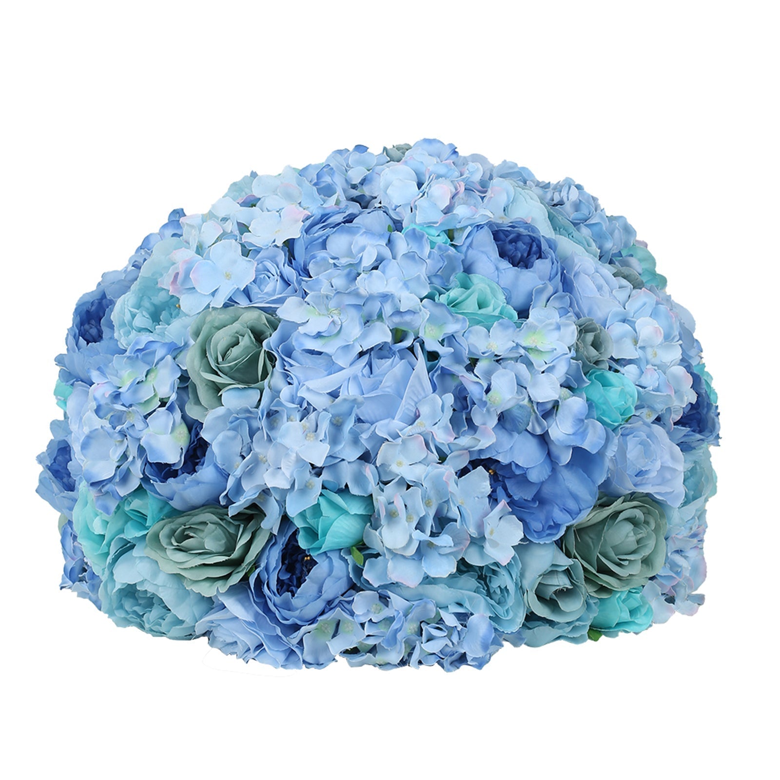 Pre - Arranged Silk Rose Wedding Centerpiece, Blue Artificial Rose Flower Balls Arrangement Table Decor - 20" - Bell Racket Store
