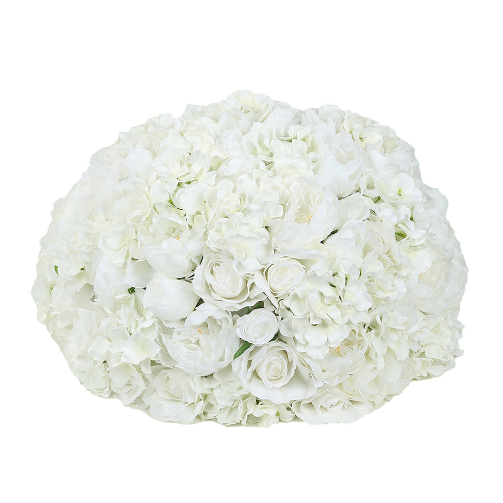 Pre - Arranged Silk Rose Wedding Centerpiece, Ivory Artificial Rose Flower Balls Arrangement Table Decor - 20" - Bell Racket Store