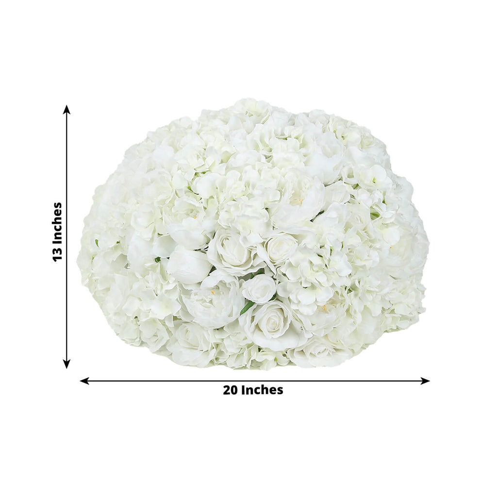 Pre - Arranged Silk Rose Wedding Centerpiece, Ivory Artificial Rose Flower Balls Arrangement Table Decor - 20" - Bell Racket Store