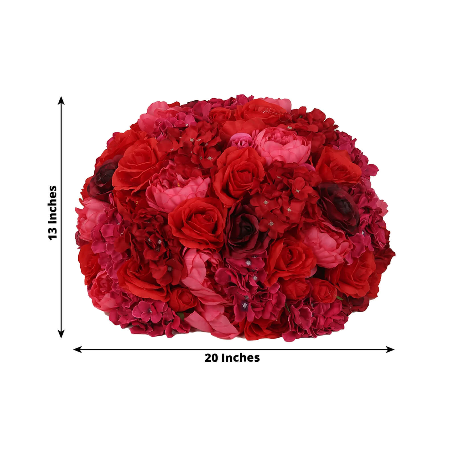 Pre - Arranged Silk Rose Wedding Centerpiece, Red Artificial Rose Flower Balls Arrangement Table Decor - 20" - Bell Racket Store