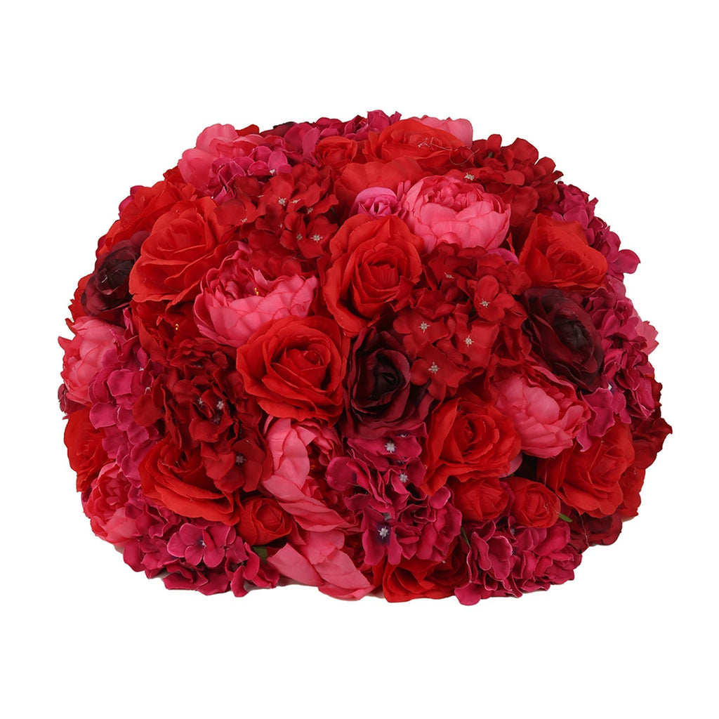 Pre - Arranged Silk Rose Wedding Centerpiece, Red Artificial Rose Flower Balls Arrangement Table Decor - 20" - Bell Racket Store