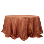 Taffeta 132" Round Tablecloth Terracotta (Rust) - Seamless Accordion Crinkle Table Cover