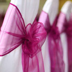 5 Pack Organza Chair Sashes Fuchsia - Reusable Sheer Chair Bows 6"x108"