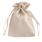12 Pack 5"x7" Beige Satin Drawstring Wedding Party Favor Gift Bags