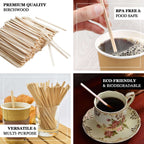 1000-Pack Birchwood Coffee Stirrers - Natural Eco-Friendly Wooden Stir Sticks for Tea & Cocktails 4.5"