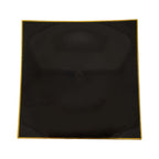 10-Pack Plastic 8" Square Dessert Plates in Black Concave Style with Gold Rim - Modern Disposable Salad Appetizer Party Plates