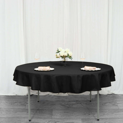 Premium Polyester 70" Round Tablecloth Black - Stain and Wrinkle-Resistant 220GSM Table Cover