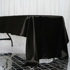 Satin Rectangular 60"x126" Tablecloth Black - Smooth and Lustrous Table Cover