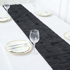 Taffeta Fabric 12"x108" Table Runner Black - 3D Leaf Petal Design