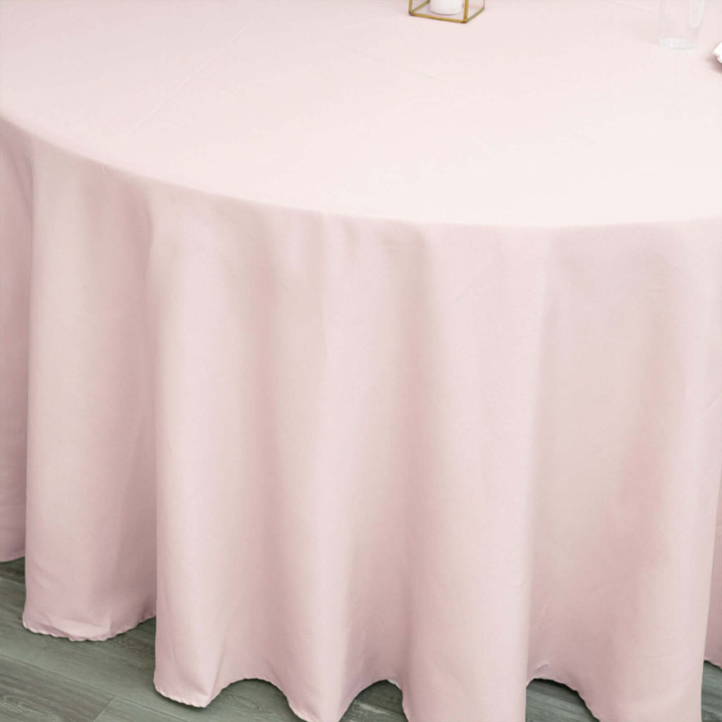 Polyester 132" Round Tablecloth Blush - Seamless Chic Table Cover
