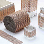 5"x10 Yards Shiny Champagne Diamond Rhinestone Ribbon Wrap Roll, DIY Craft Decor