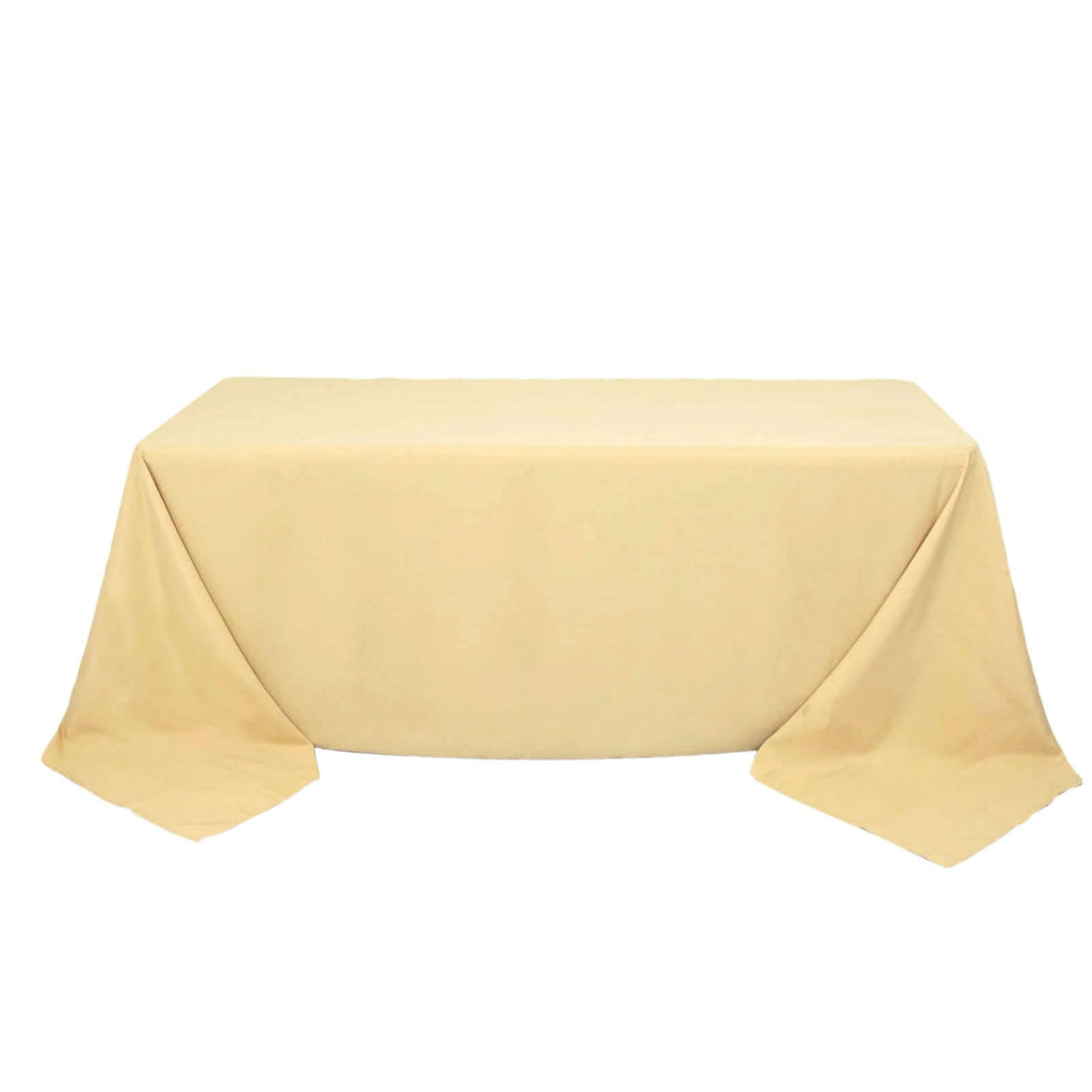 Premium Polyester 90"x132" Rectangle Tablecloth Champagne - Seamless 220GSM Stain-Resistant Table Cover