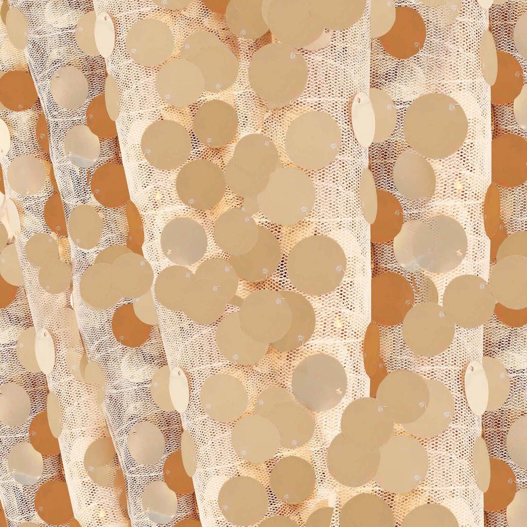 Sequin 90"x132" Rectangle Tablecloth Matte Champagne - Seamless Big Payette Table Cover