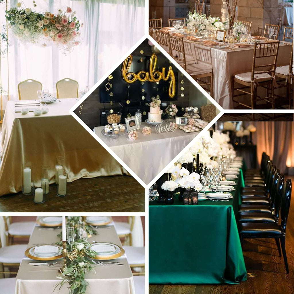 Satin Rectangular 90"x156" Tablecloth Champagne - Seamless Table Cover