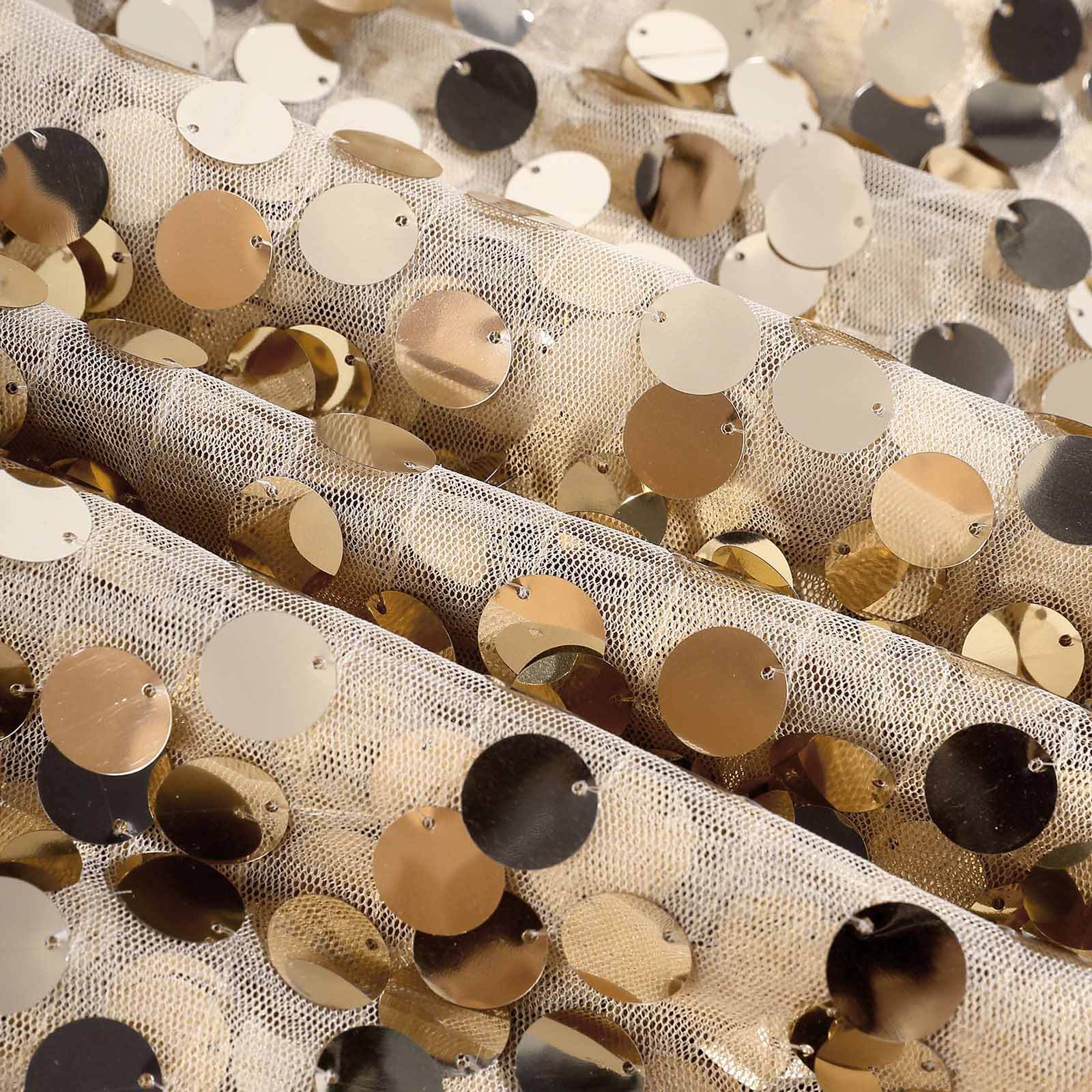 Sequin 72"x72" Table Overlay Square Tablecloth Champagne - Big Payette Table Cover