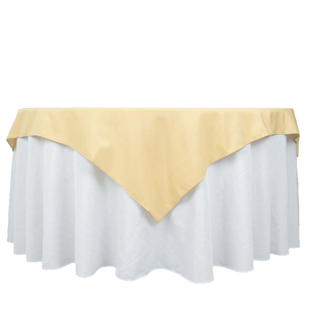 Premium Polyester 54"x54" Table Overlay Square Tablecloth Champagne - 220GSM Stain and Wrinkle-Resistant Table Topper