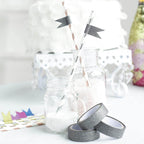 5 Pack 0.5"x5 Yards Charcoal Gray Washi DIY Craft Glitter Tape