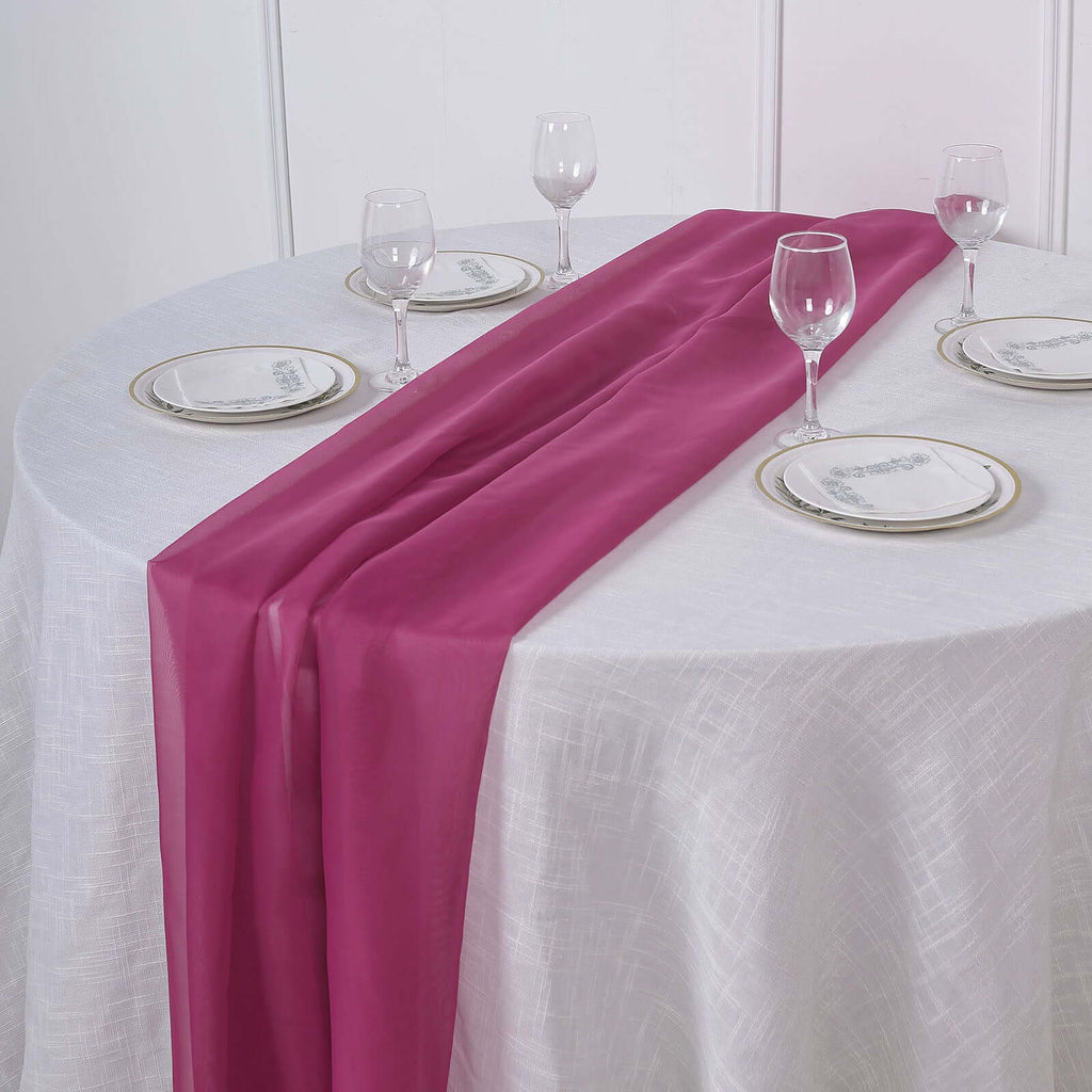 Chiffon 6ft Table Runner Fuchsia - Flowy & Lightweight Table Decor