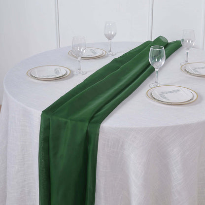 Chiffon 6ft Table Runner Hunter Emerald Green - Flowy & Lightweight Table Decor