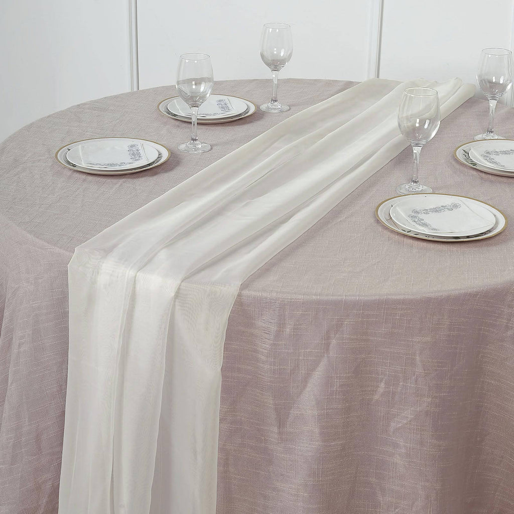 Chiffon 6ft Table Runner Ivory - Flowy & Lightweight Table Decor