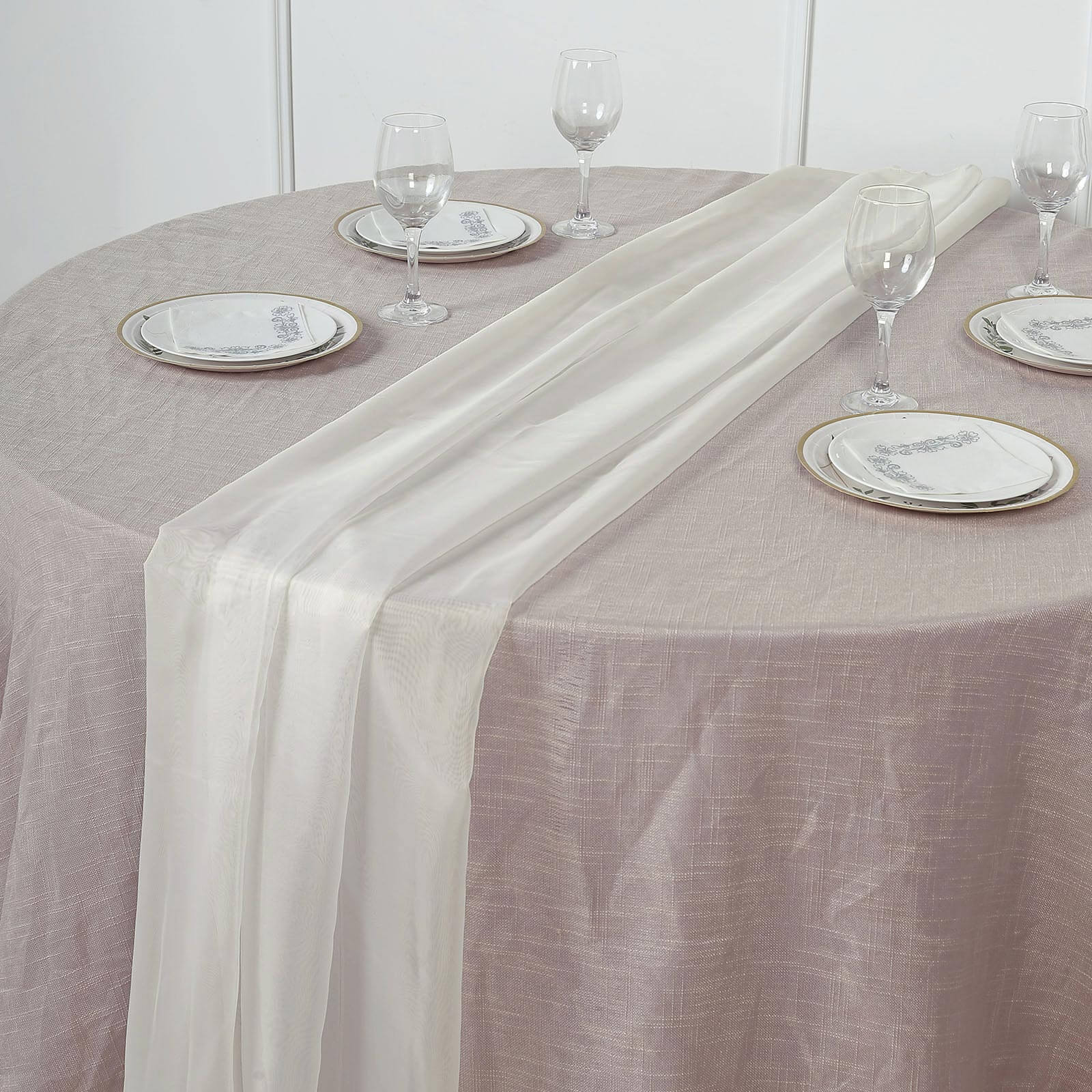 Chiffon 6ft Table Runner Ivory - Flowy & Lightweight Table Decor